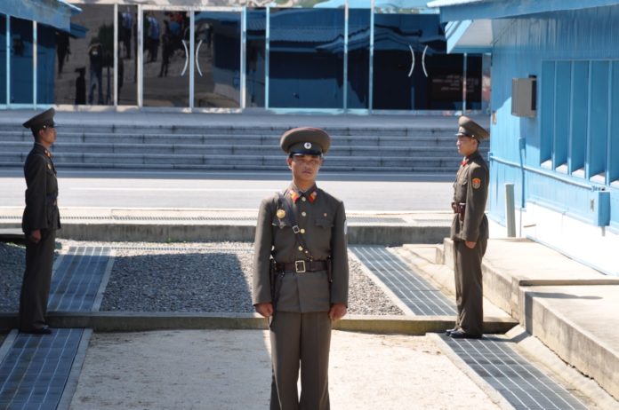 North Korean guards at the DMZ