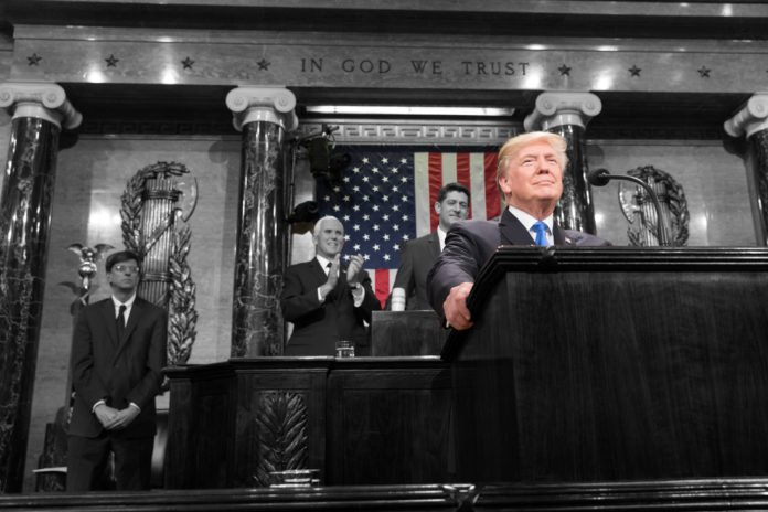 Trump SOTU 2018 BW Pres. Donald J. Trump, State of the Union Address 2018 (White House Photo)