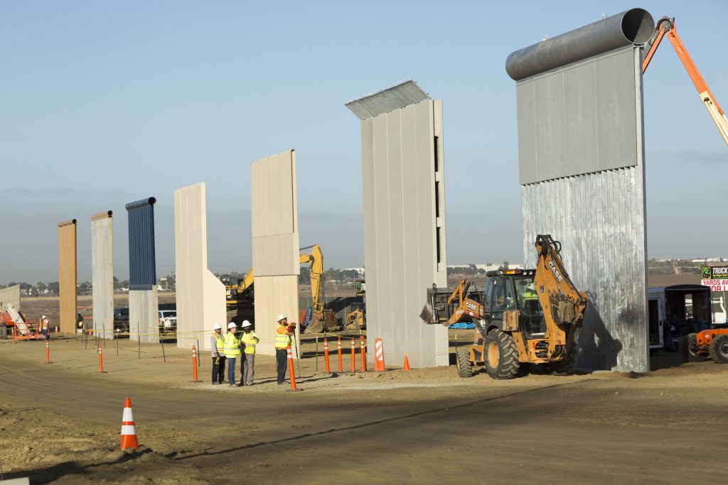 Various Border Wall Prototypes as they take shape during the Wall Prototype Construction Project near the Otay Mesa Port of Entry.