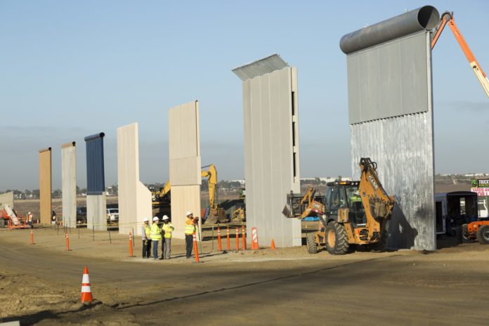 Various Border Wall Prototypes as they take shape during the Wall Prototype Construction Project near the Otay Mesa Port of Entry.