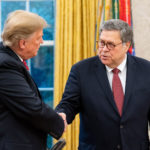 AG William Barr shakes hands with Donald Trump in the Oval Office