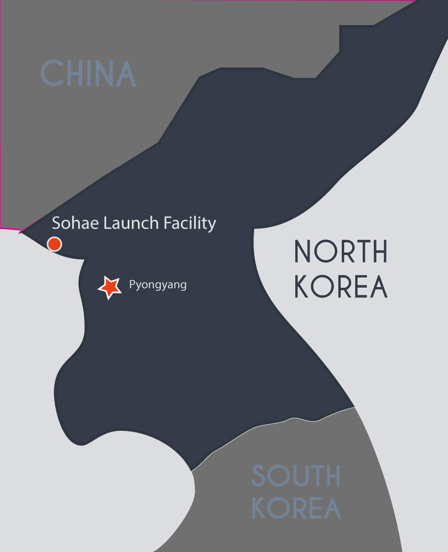 Map of North Korea showing the site of the Sohae Launch Facility