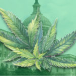 cannabis leaf superimposed on US capitol